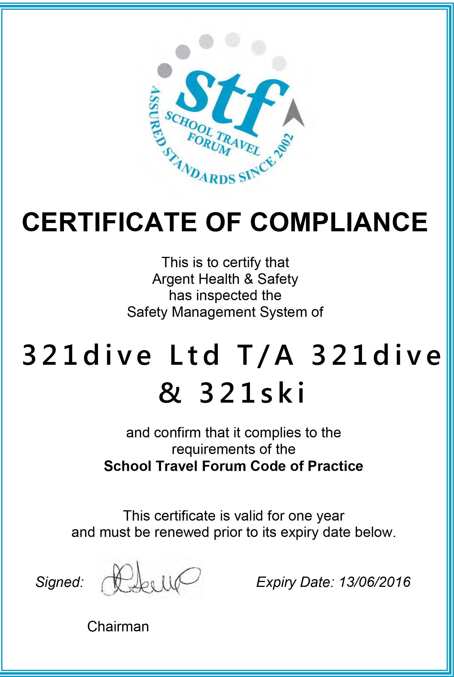 STF Cert of compliance 2015